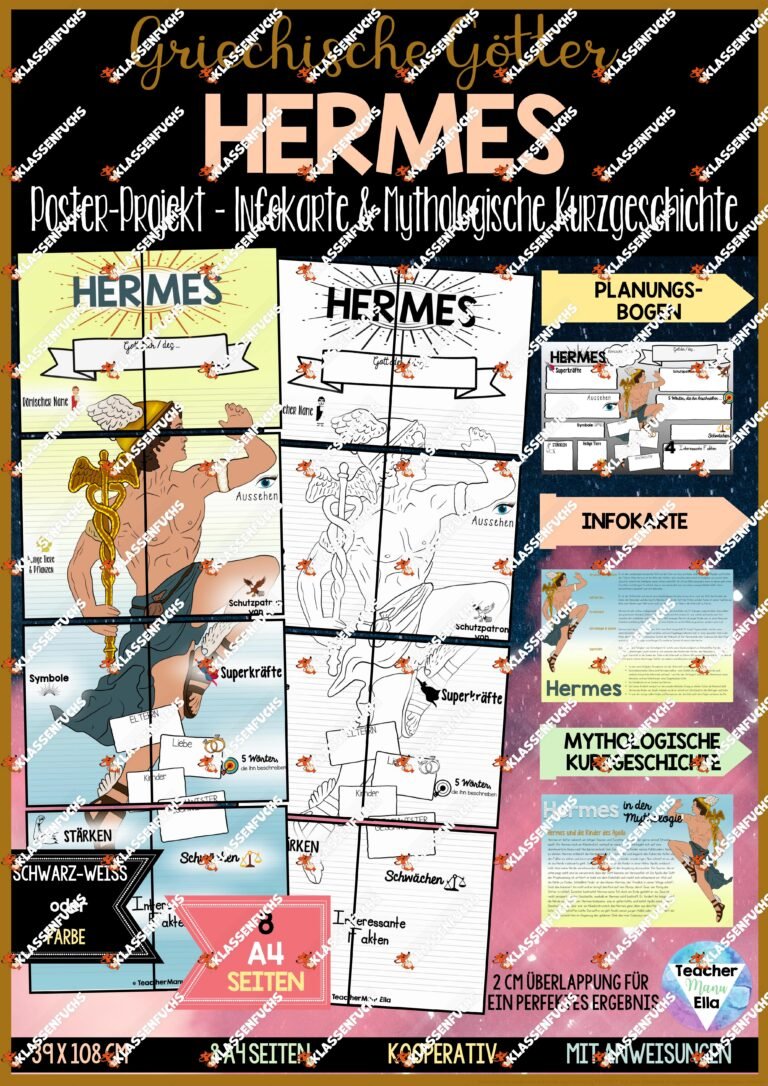 Griechische Götter des Olymp | HERMES Poster-Projekt + Steckbrief